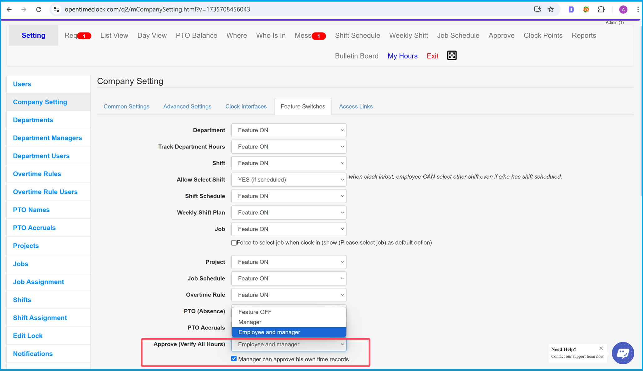 Enable Time Records Approval Feature in Time Clock Software