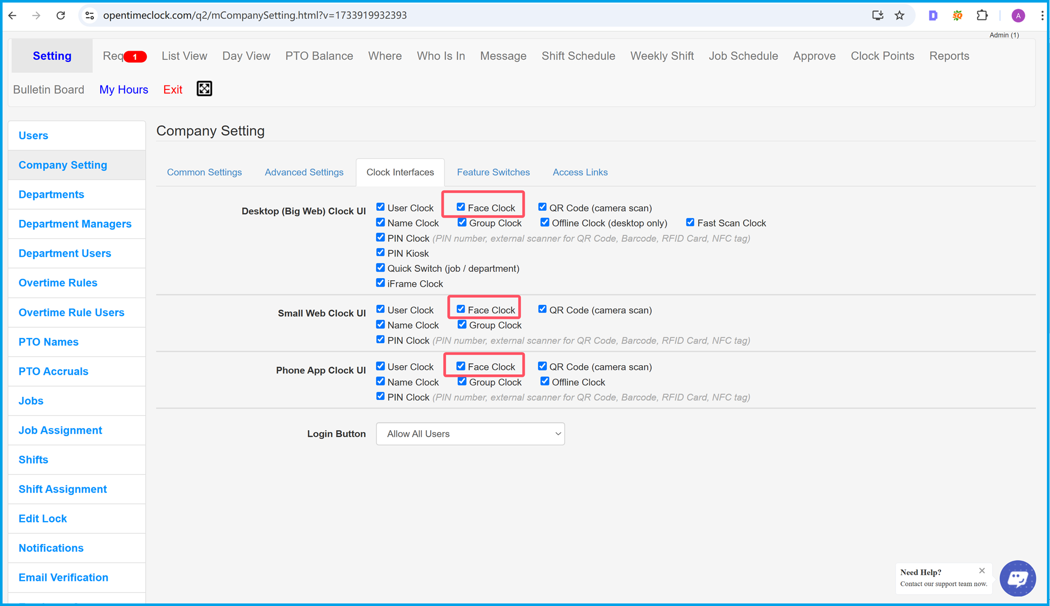 Enable Facial Recognition Feature for Secure Employee Identification