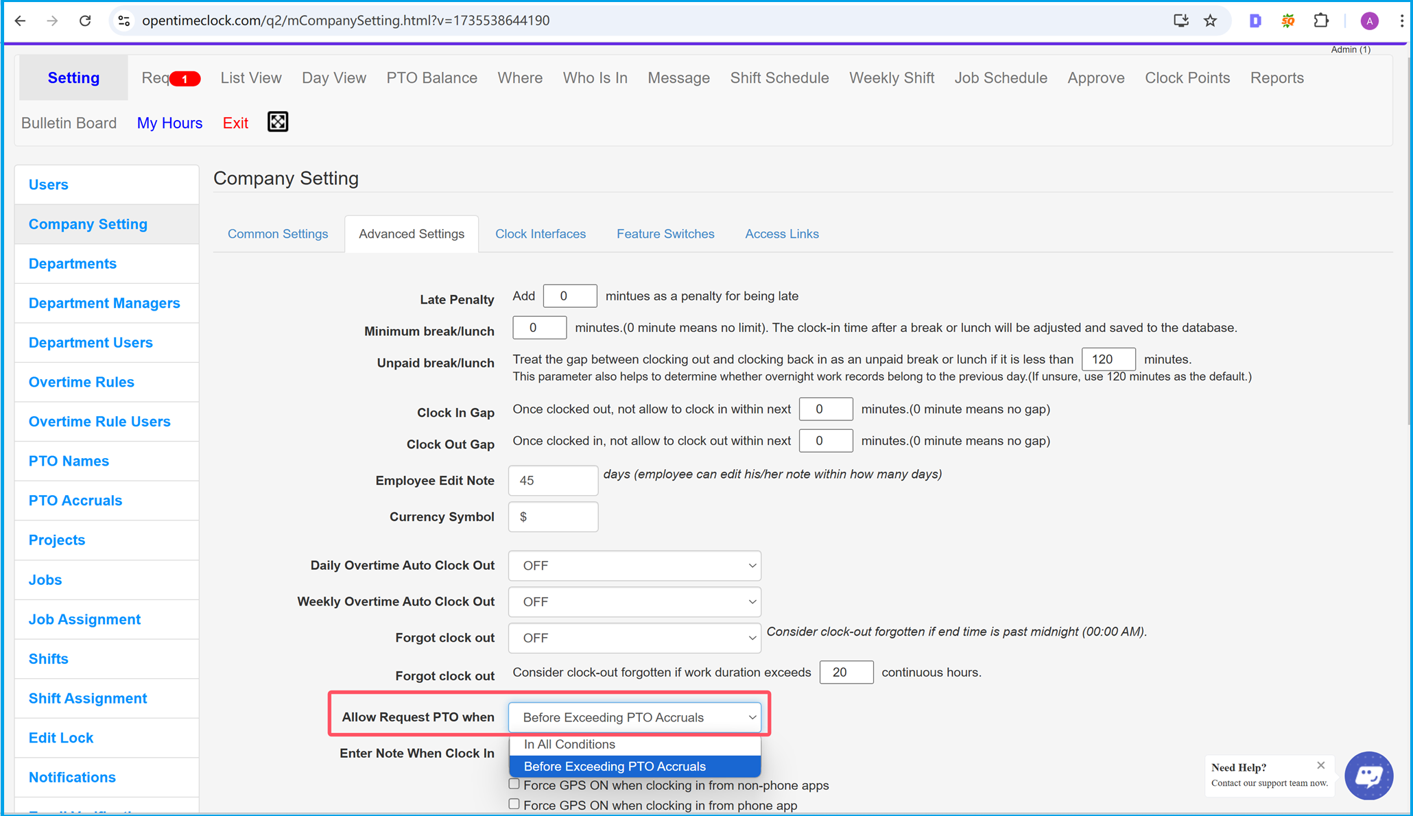 Set the restriction on when employees can apply absence requests