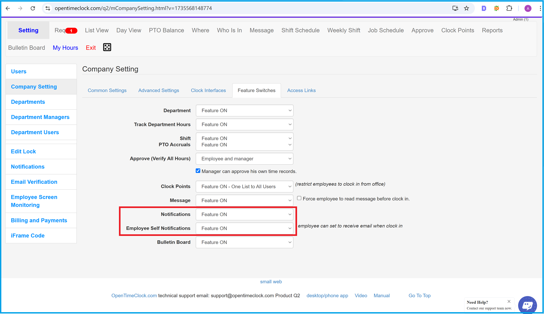 Enable Real-Time Notification in Time Clock Software