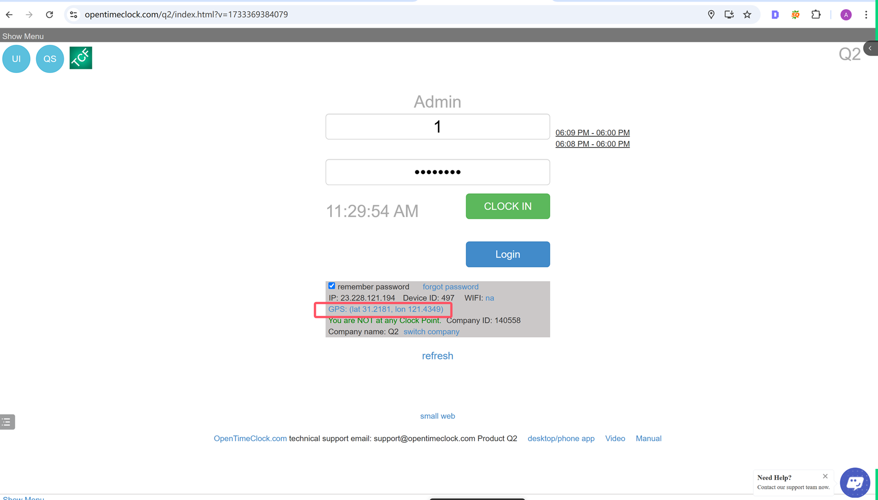 Accurate GPS Location for Employee Clock-In Using Web App on OpenTimeClock