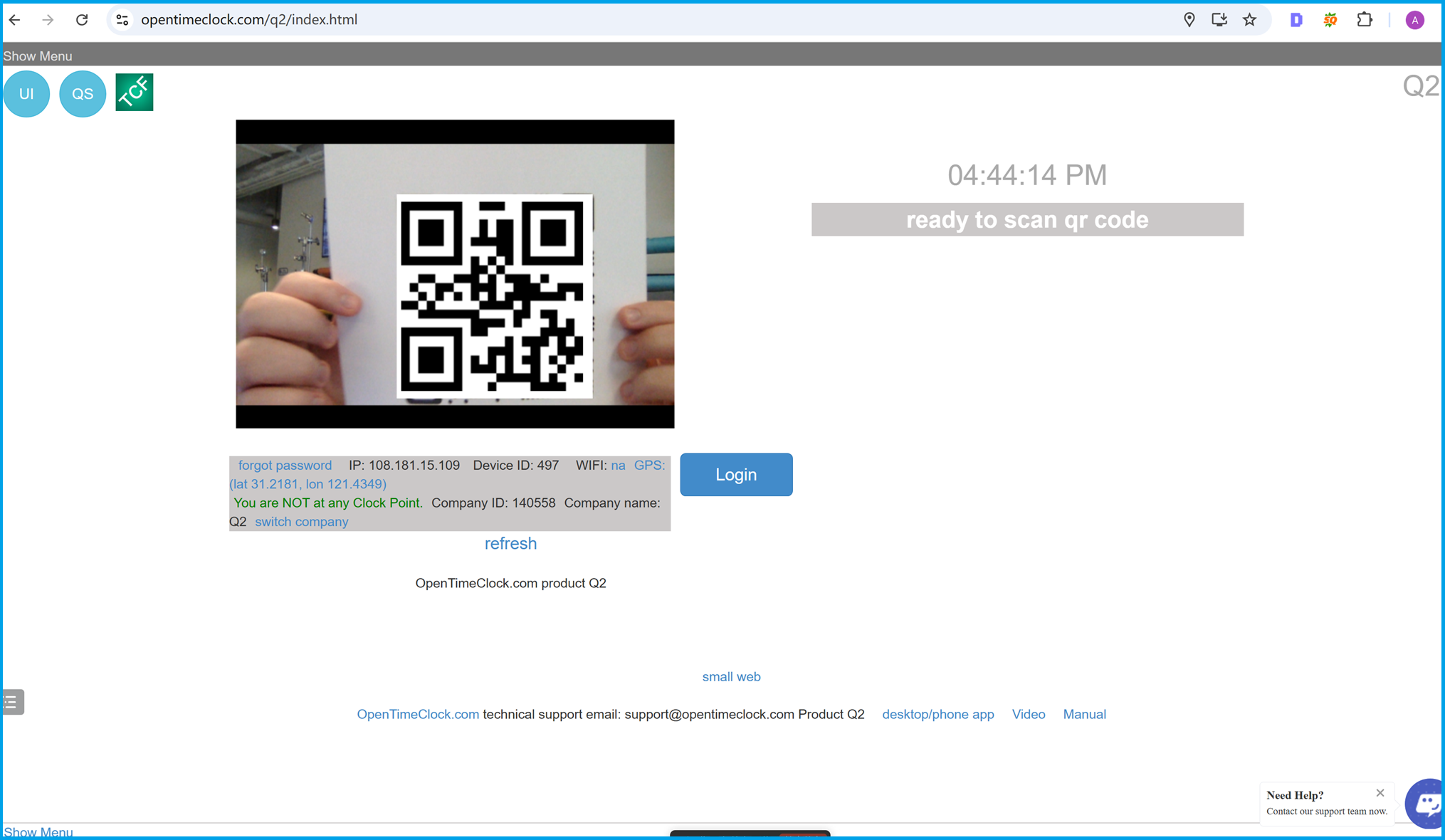 Mobile Device QR Code Scanning for Employee Clock-In and Attendance Tracking with OpenTimeClock