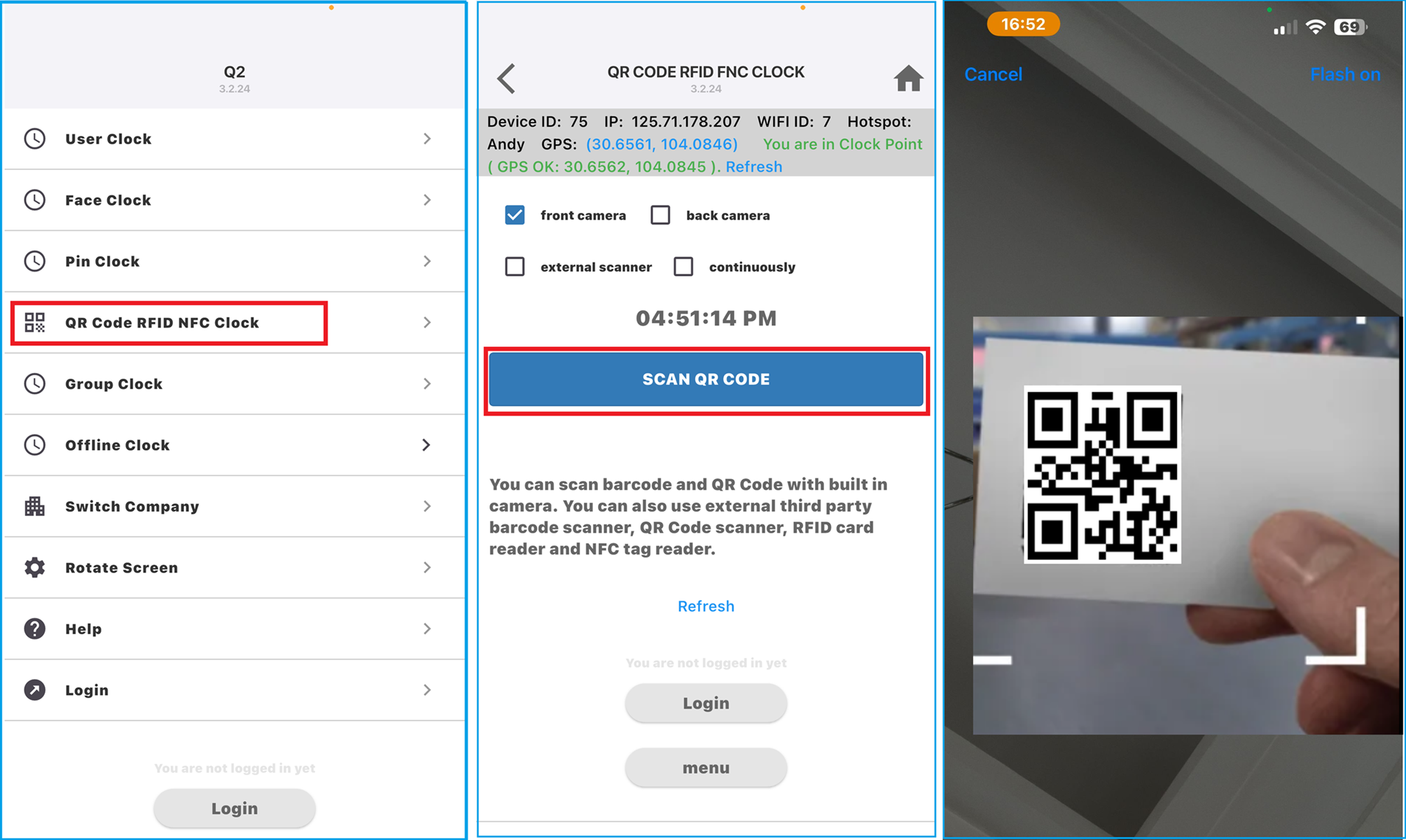 Mobile Phone QR Code Scanning for Employee Clock-In and Attendance Tracking with OpenTimeClock